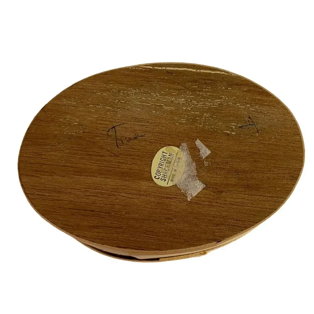 Vintage Shackman Wooden Oval Gift Box Currier & Ives Central Park Skating READ